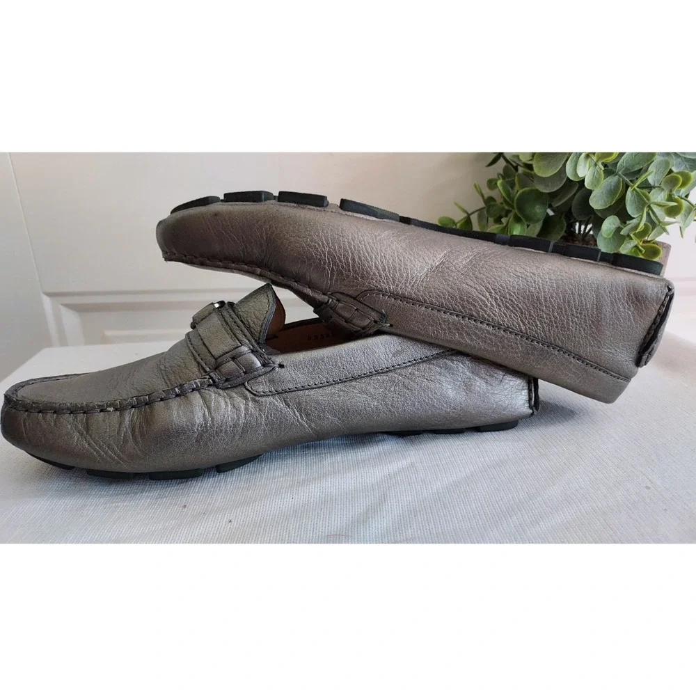 Cole Haan Loafers Women's US 7 Gray Leather Pebble Grain‎ Slip-On Shoes N Air